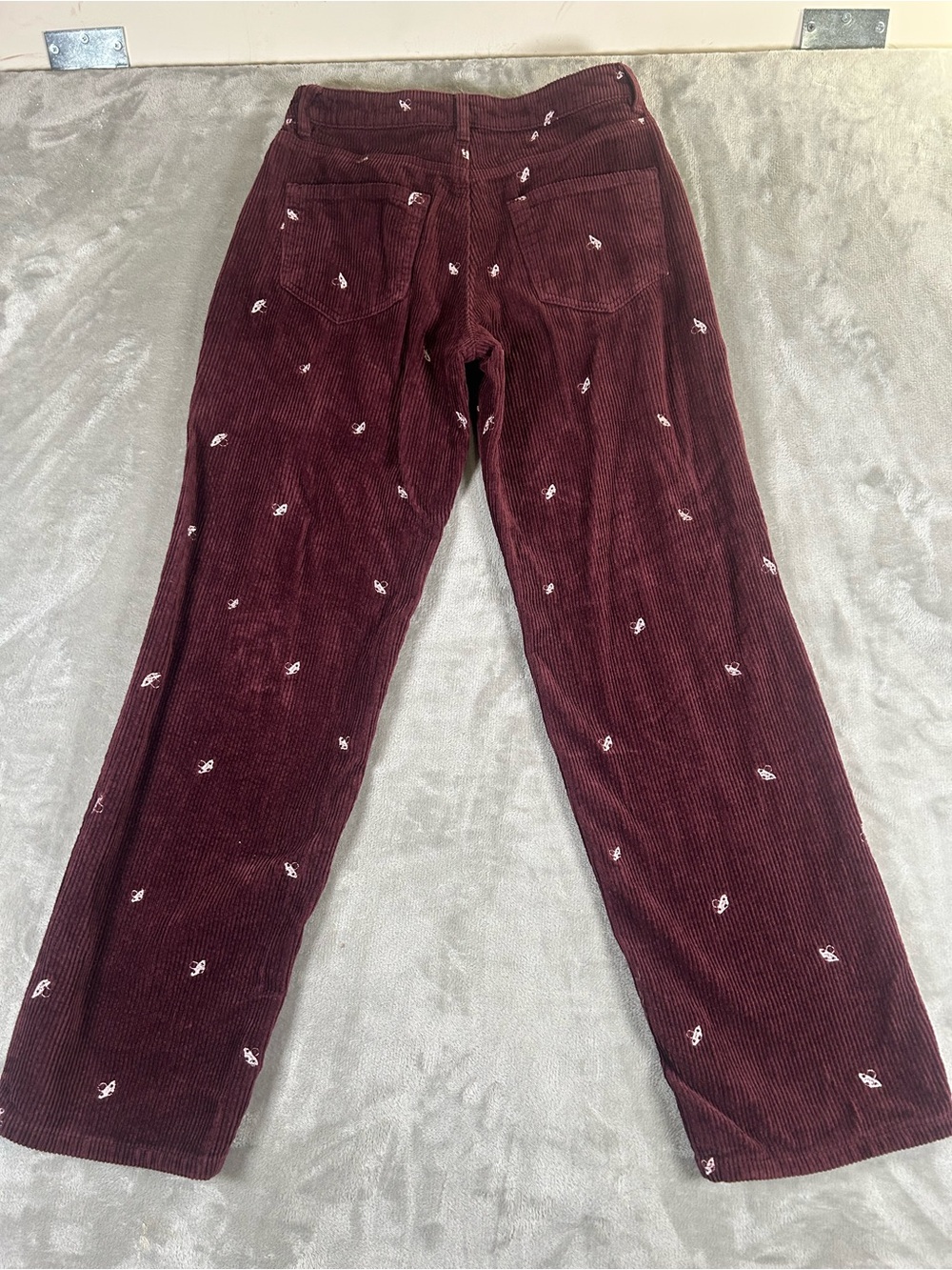 Forever 21 Embroidered Mushroom Corduroy Pants in Deep Burgundy - Picture 5 of 11